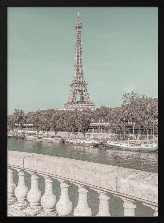 PARIS Eiffel Tower & River Seine | urban vintage style - Poster / Art Print