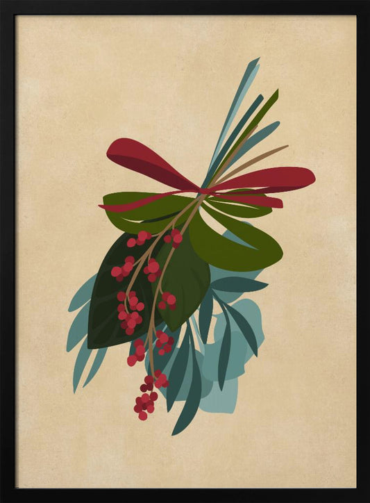 Thea holiday bouquet in sepia - Poster / Art Print