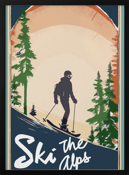 Winter Tourism: Vintage Ski the Alps Poster - Poster / Art Print