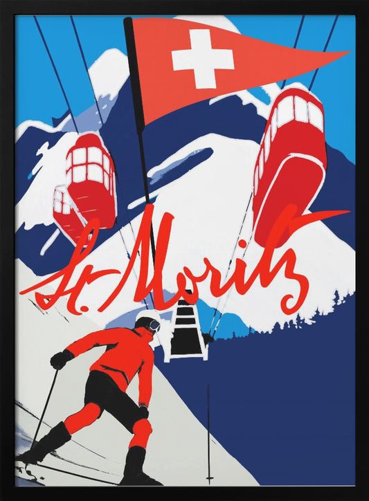 Winter Tourism: Vintage St.Moritz - Poster / Art Print