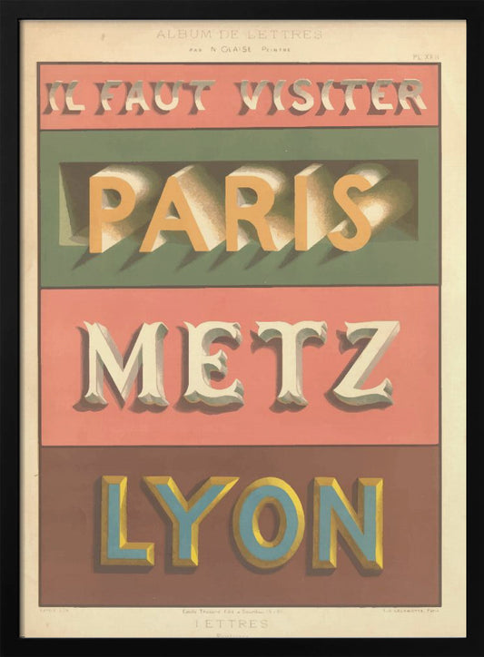 Paris Metz Lyon - Poster / Art Print