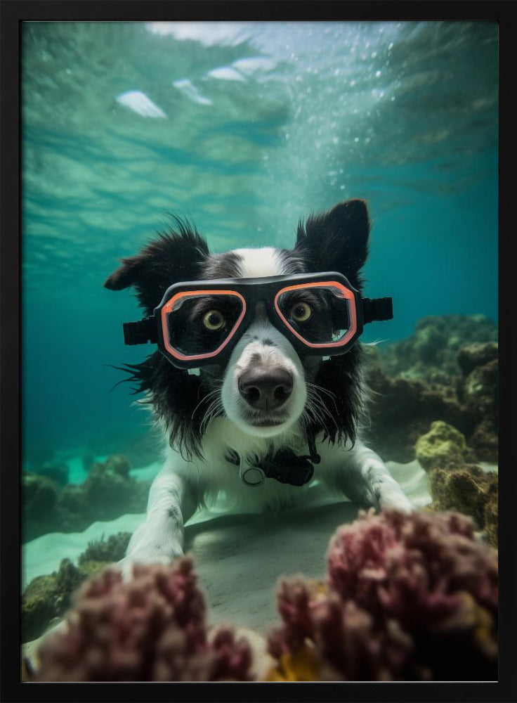 Border Collie Dive 3 - Poster / Art Print