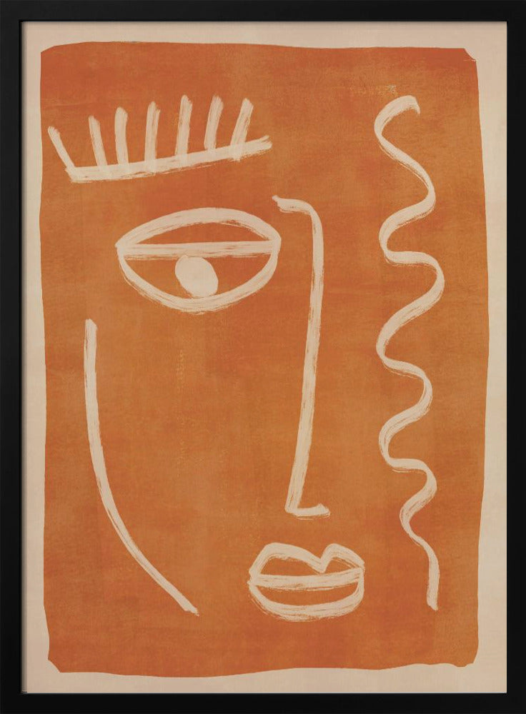 An abstract face portrait, featuring a stylized and artistic representation of a face, suitable as a modern art print or poster. Poster