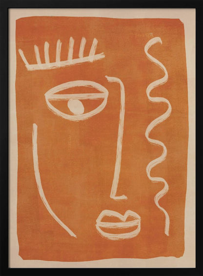 An abstract face portrait, featuring a stylized and artistic representation of a face, suitable as a modern art print or poster. Poster