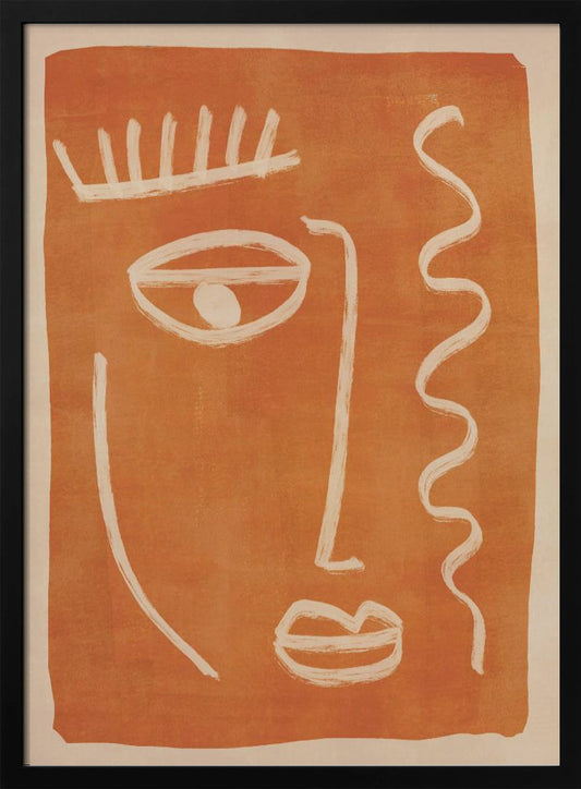 An abstract face portrait, featuring a stylized and artistic representation of a face, suitable as a modern art print or poster. Poster