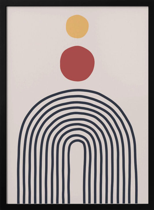 A vibrant abstract art piece, available as a poster or art print, featuring dynamic shapes and a mix of colors. Print