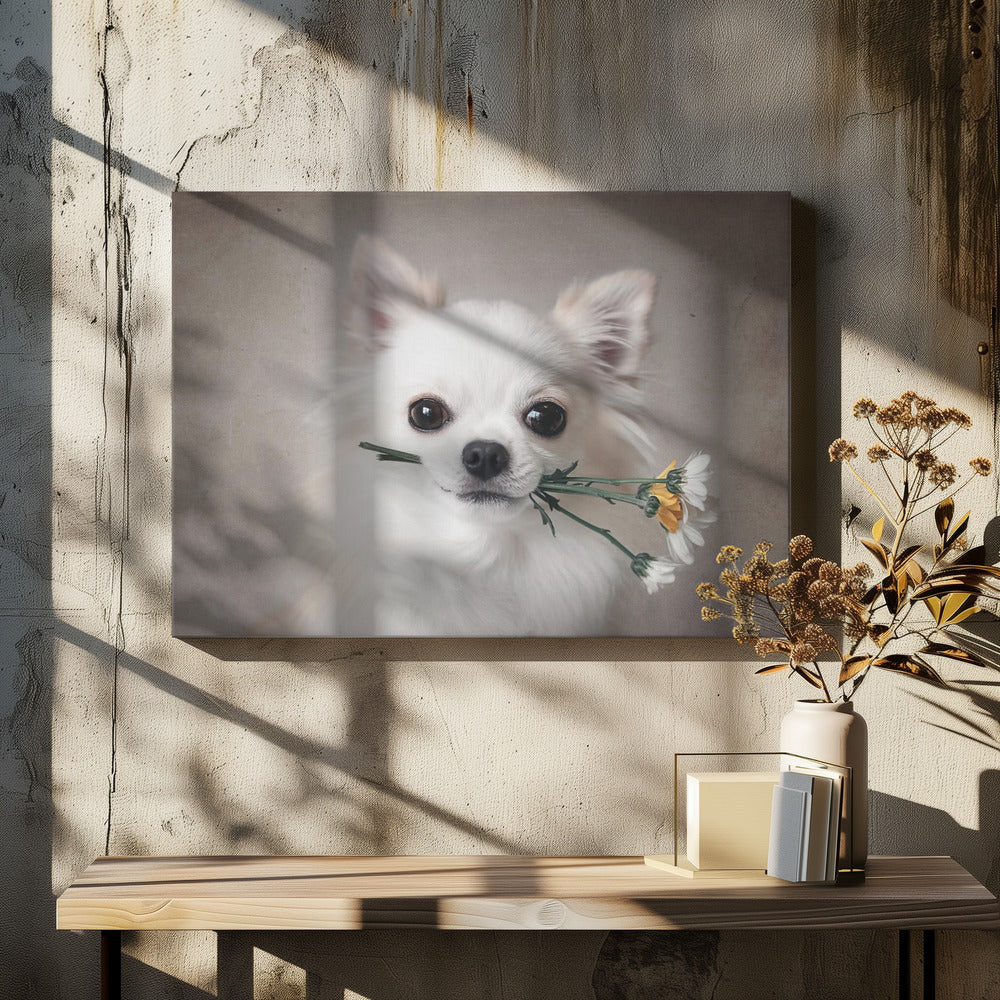 Chihuahua with flowers - Poster / Art Print