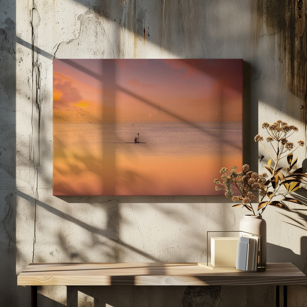 Albufera kayaking at sunset 7D17 - Poster / Art Print