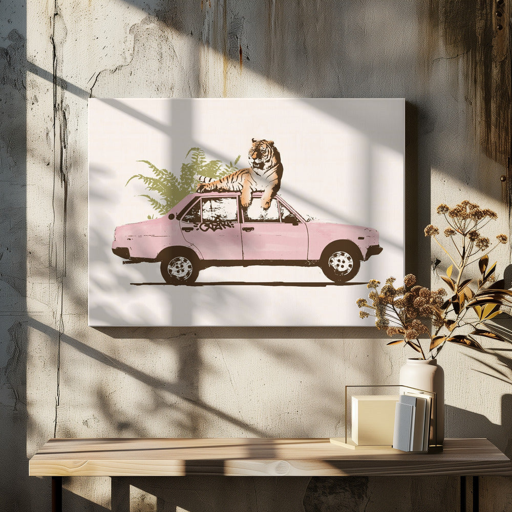 Tiger On Car - Poster / Art Print