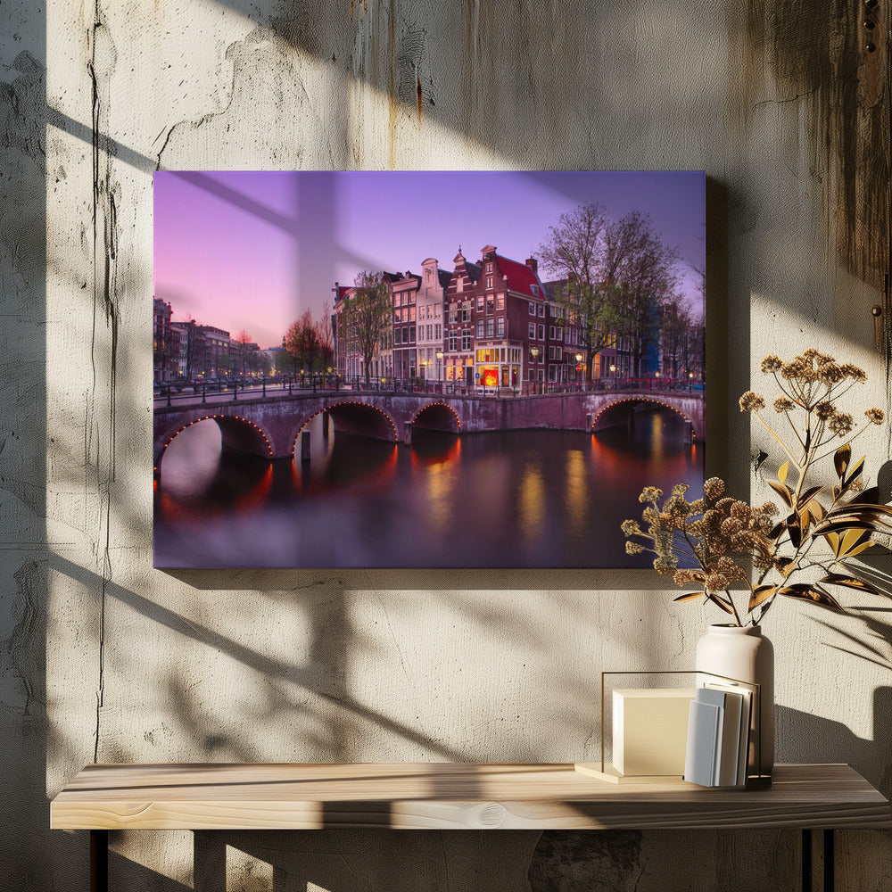 Amsterdam: Atardecer en el canal - Poster / Art Print