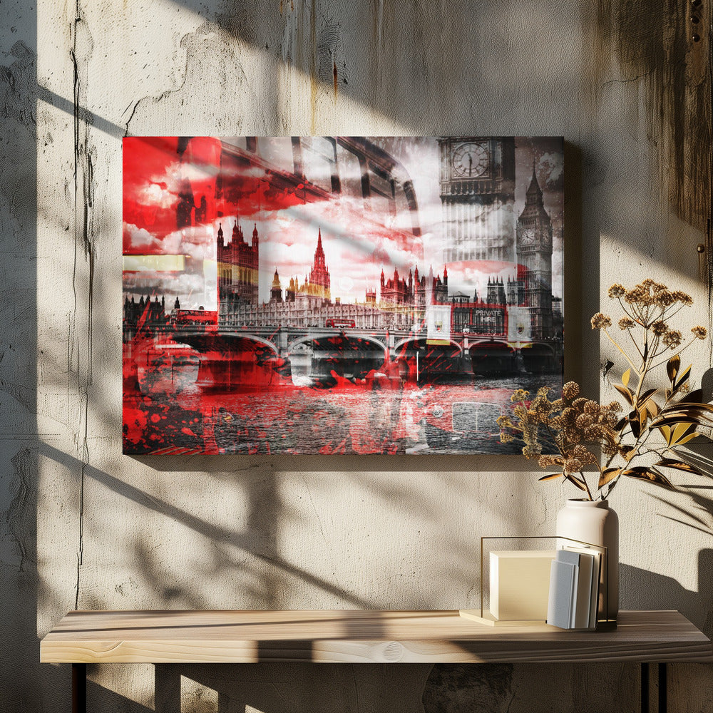 City Art LONDON Red Bus Composing - Poster / Art Print