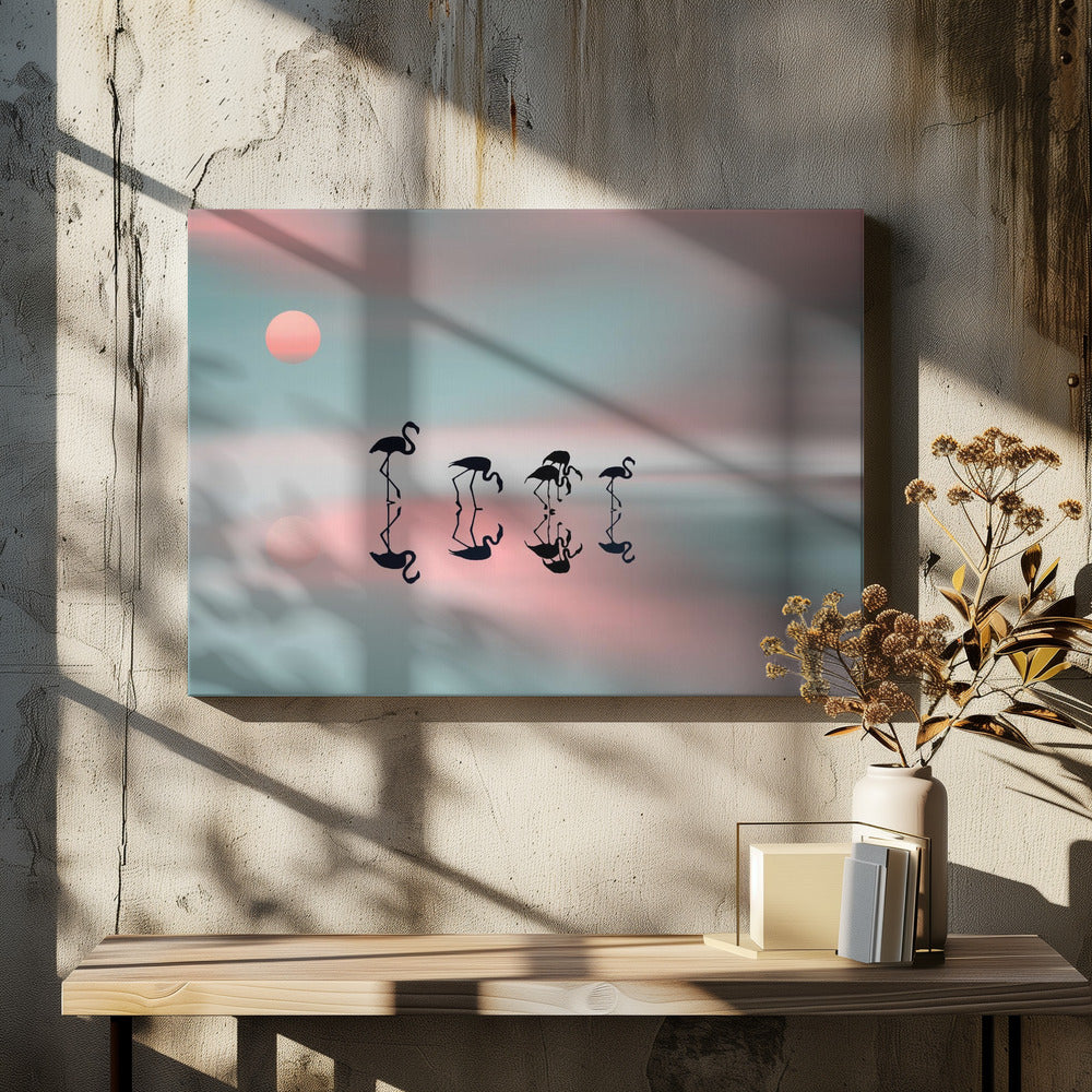 Family flamingos. - Poster / Art Print