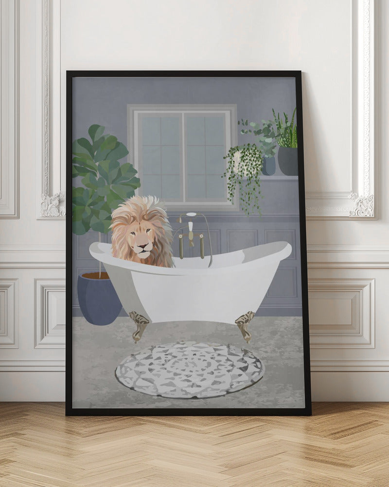 Lion takes a bath - Poster / Art Print