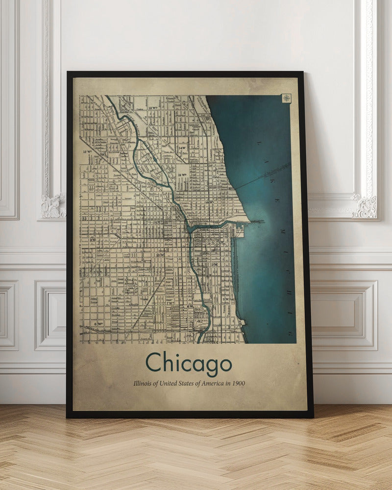 Chicago karta - Poster / Art Print