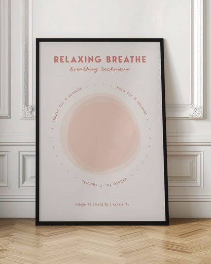 A relaxing art print or poster with calming imagery, possibly featuring breath-related themes or serene landscapes. Artwork