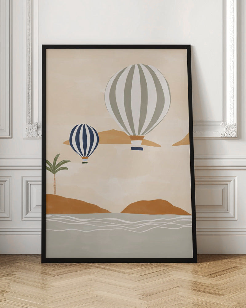 Airballoons In Dessert - Poster / Art Print