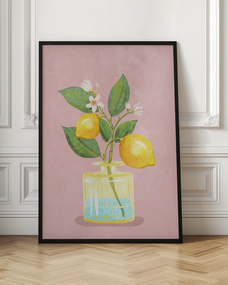 Lemon Bunch In Vase - Poster / Art Print