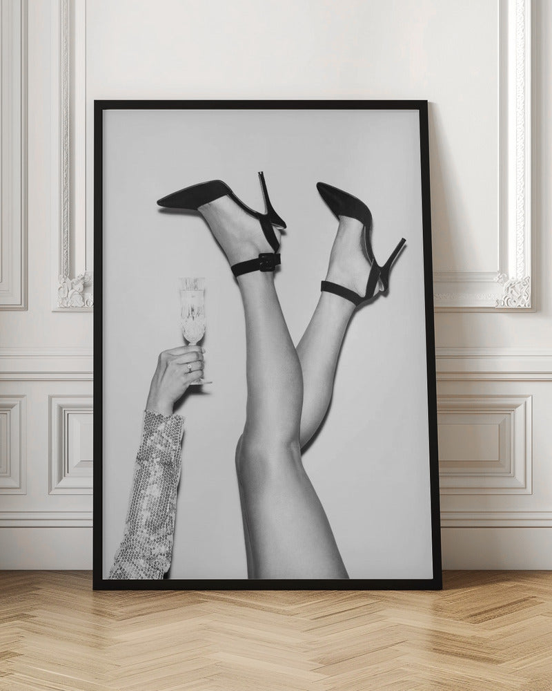 Champagne legs Black and White - Poster / Art Print