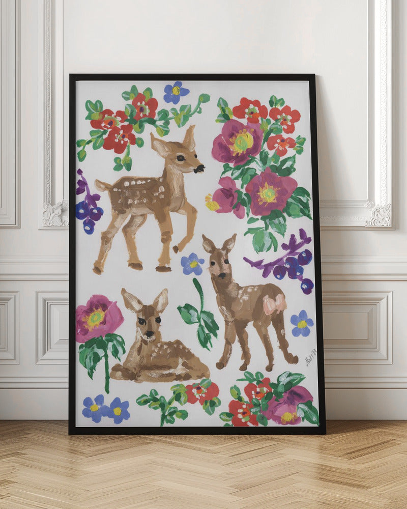 Winter Deer, rainbow - Poster / Art Print