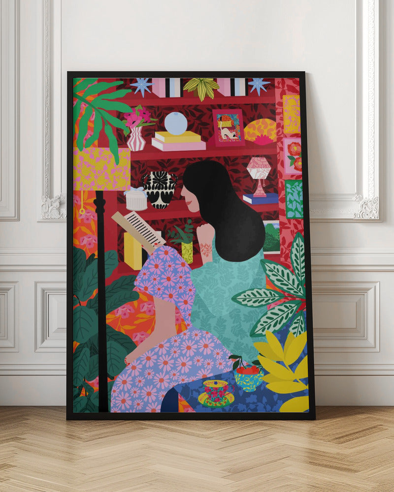 Girl Reading Her Favorite Book - Poster / Art Print