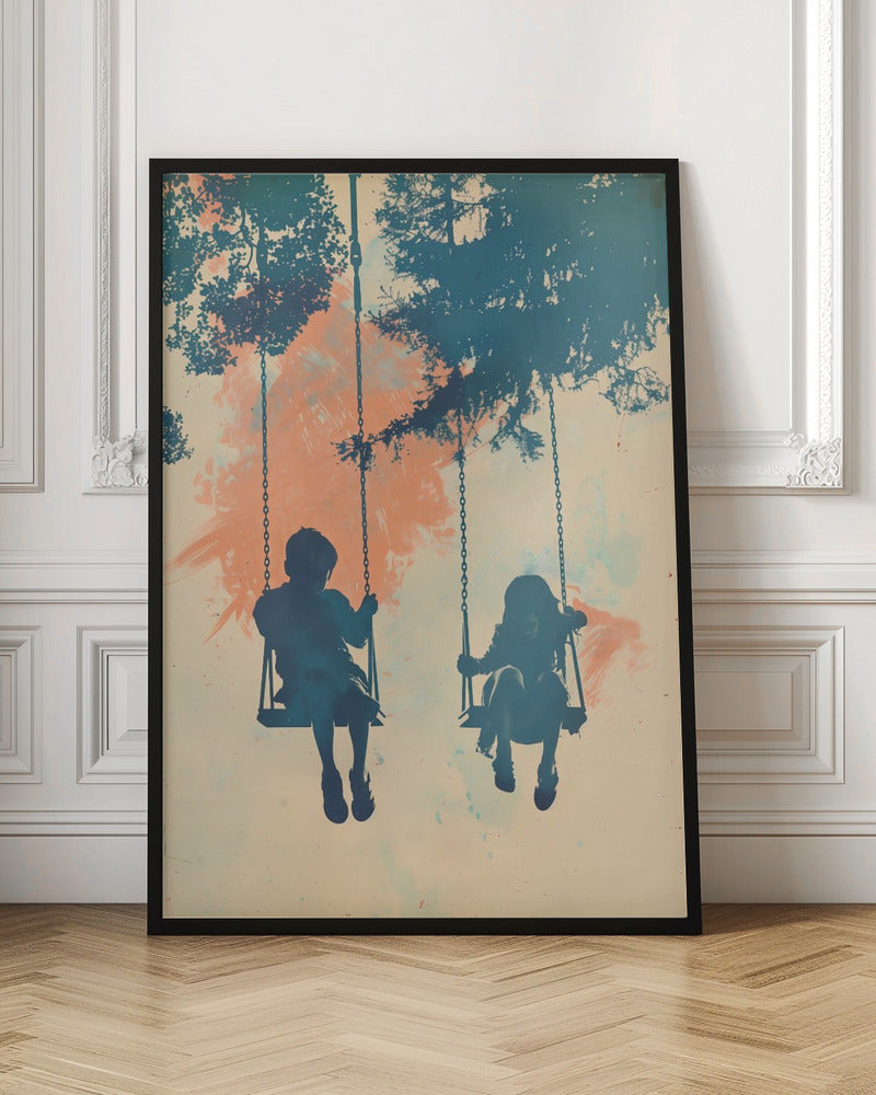 Kids On Swings - Poster / Art Print