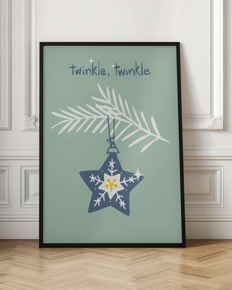 Cheerful twinkle Christmas star mint - Poster / Art Print