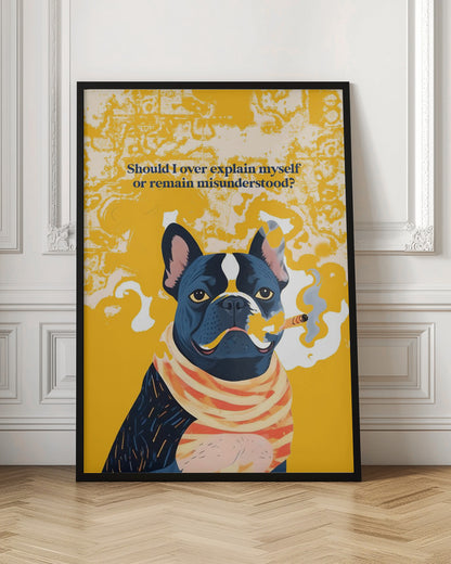 A minimalist art print or poster featuring the text 'Should I Over Explain Myself or Remain Misunderstood?' in a clean, legible font, likely set against a contrasting background. Print