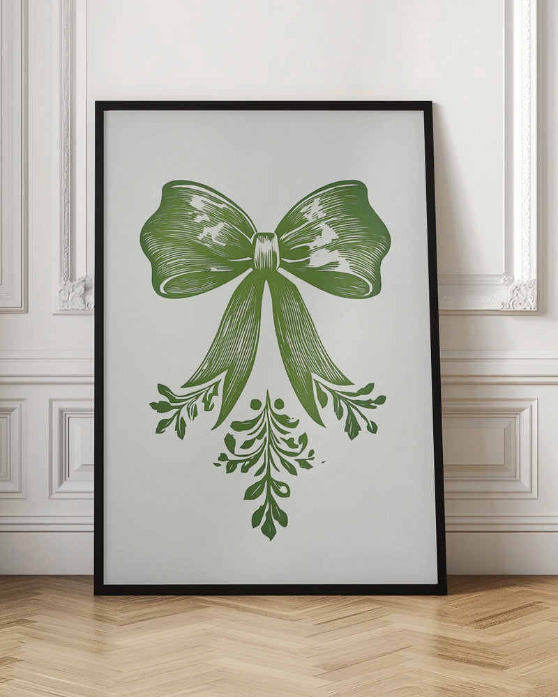 Christmas Bow Green - Poster / Art Print