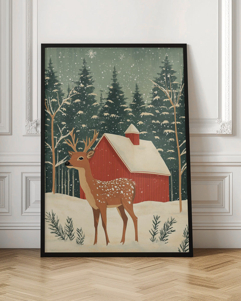 Deer Winter Holiday - Poster / Art Print