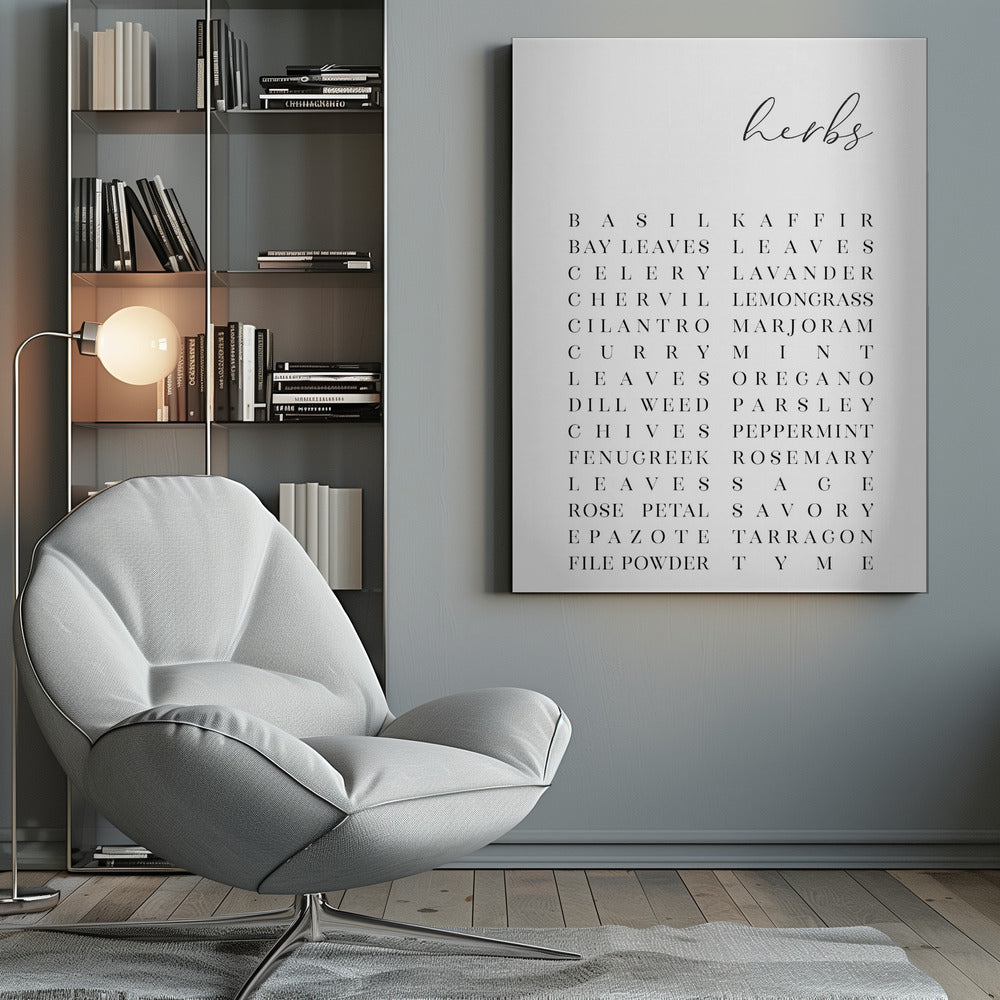 List of herbs - Poster / Art Print