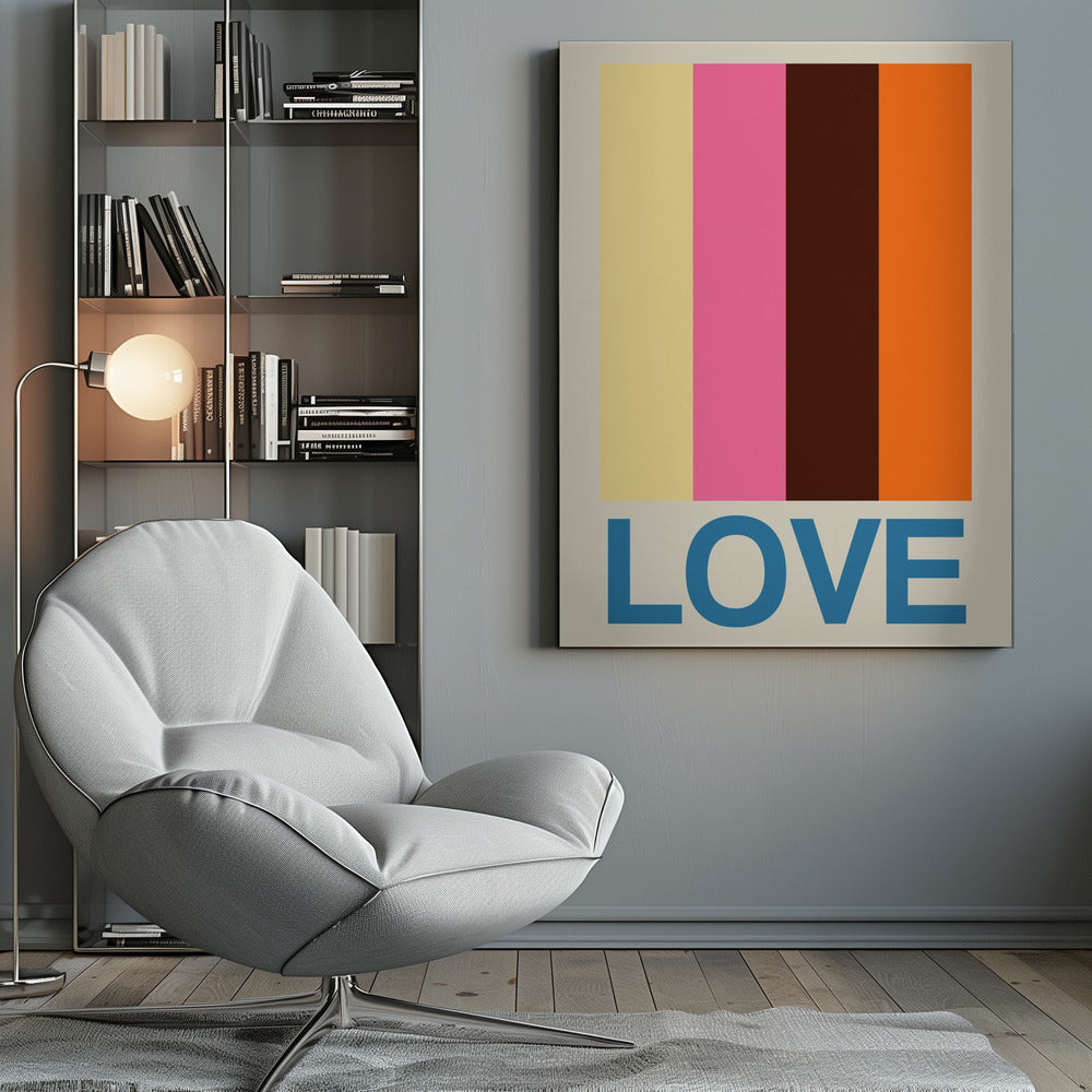 Retro Stripe LOVE Summer Fruits - Poster / Art Print