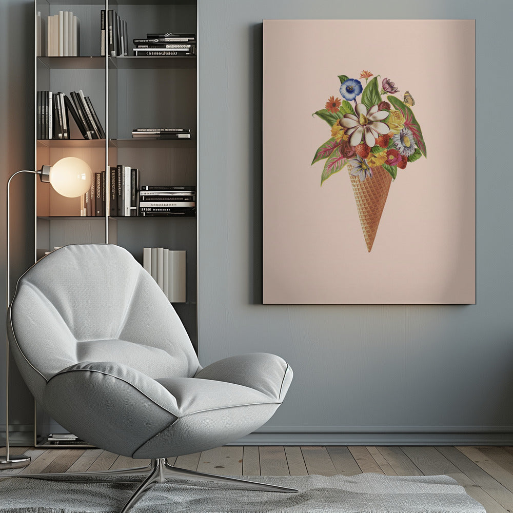 Botanical pink ice cream - Poster / Art Print