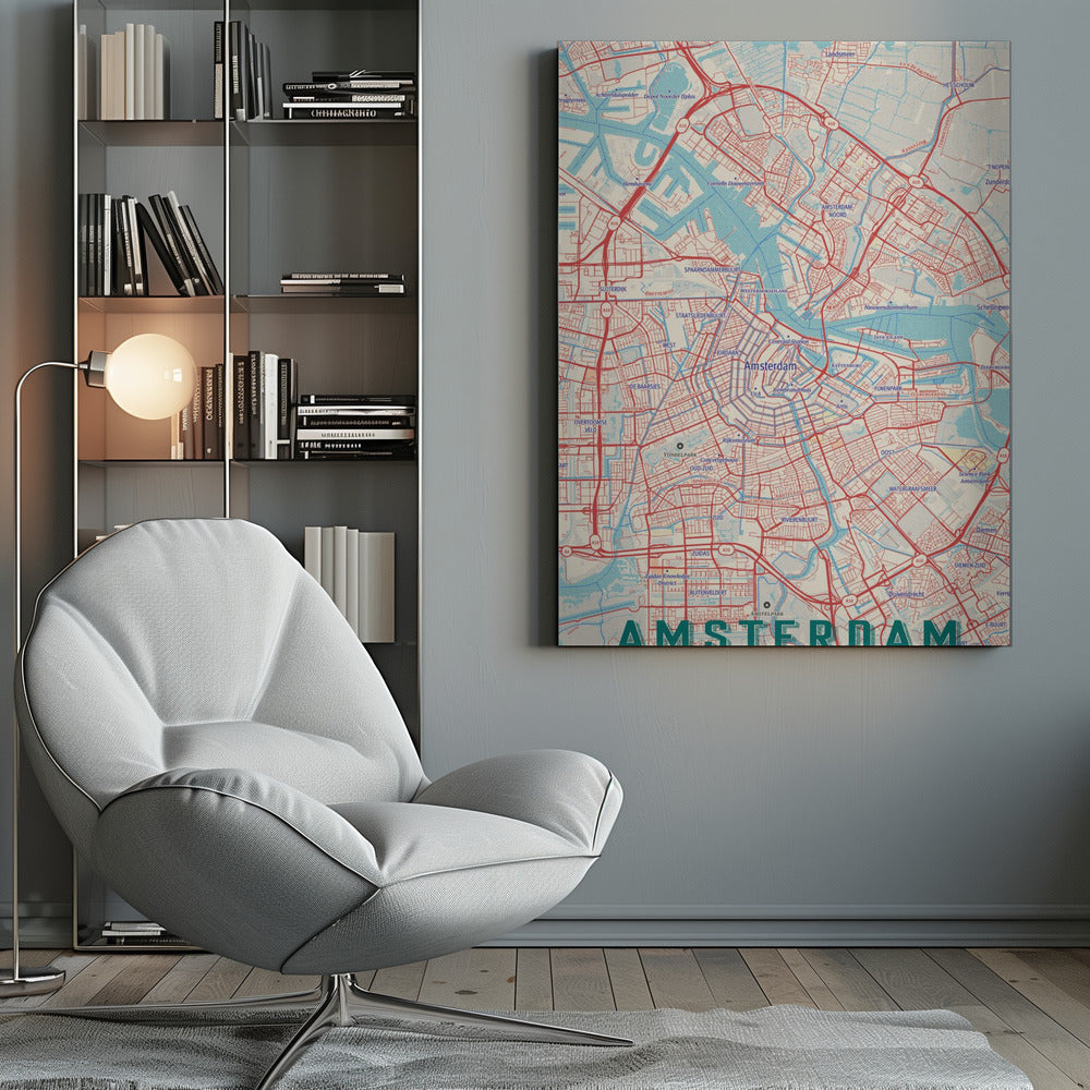 Retro Map   Amsterdam - Poster / Art Print