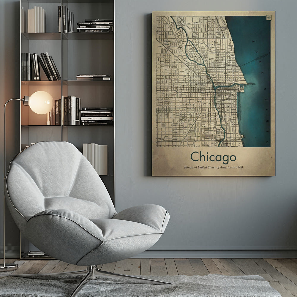 Chicago karta - Poster / Art Print