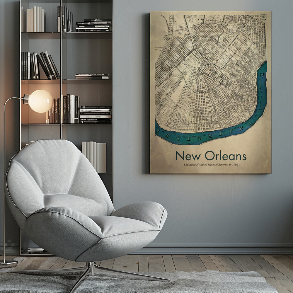 New Orleans karta - Poster / Art Print