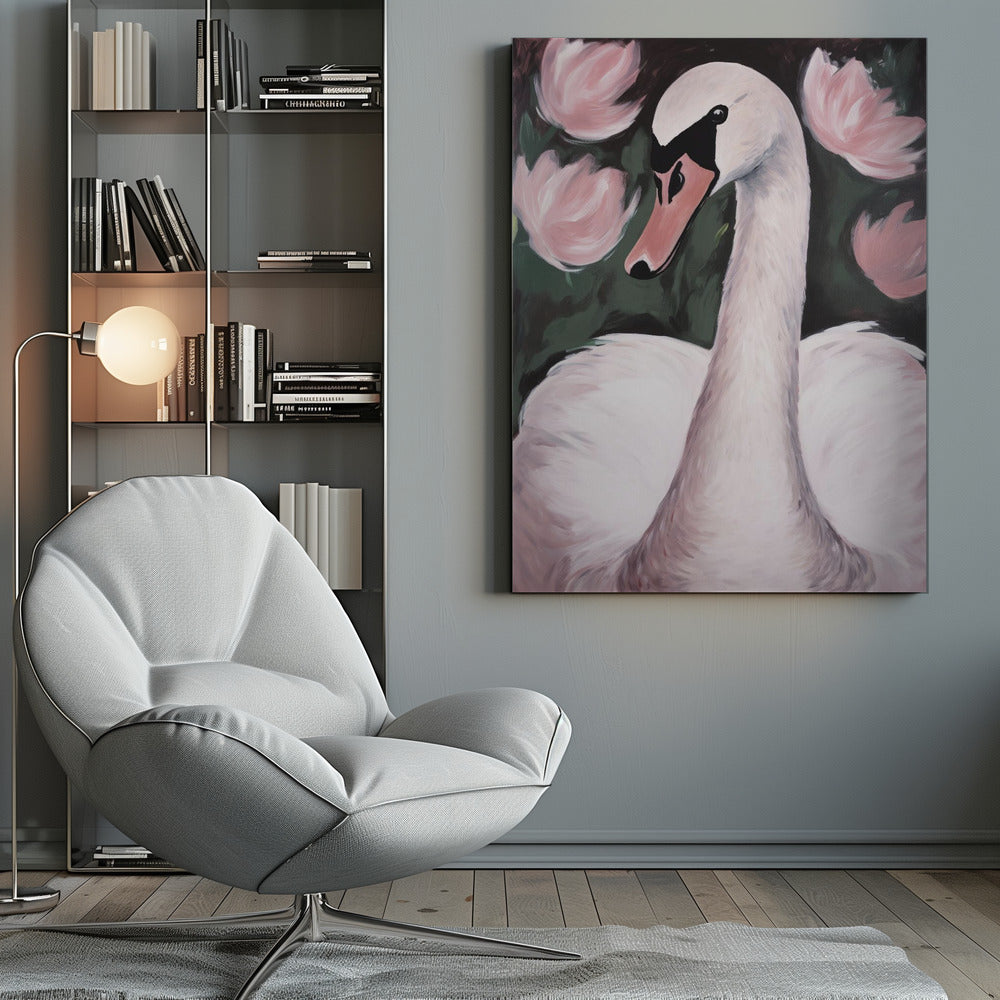 Swan In The Pond - Poster / Art Print