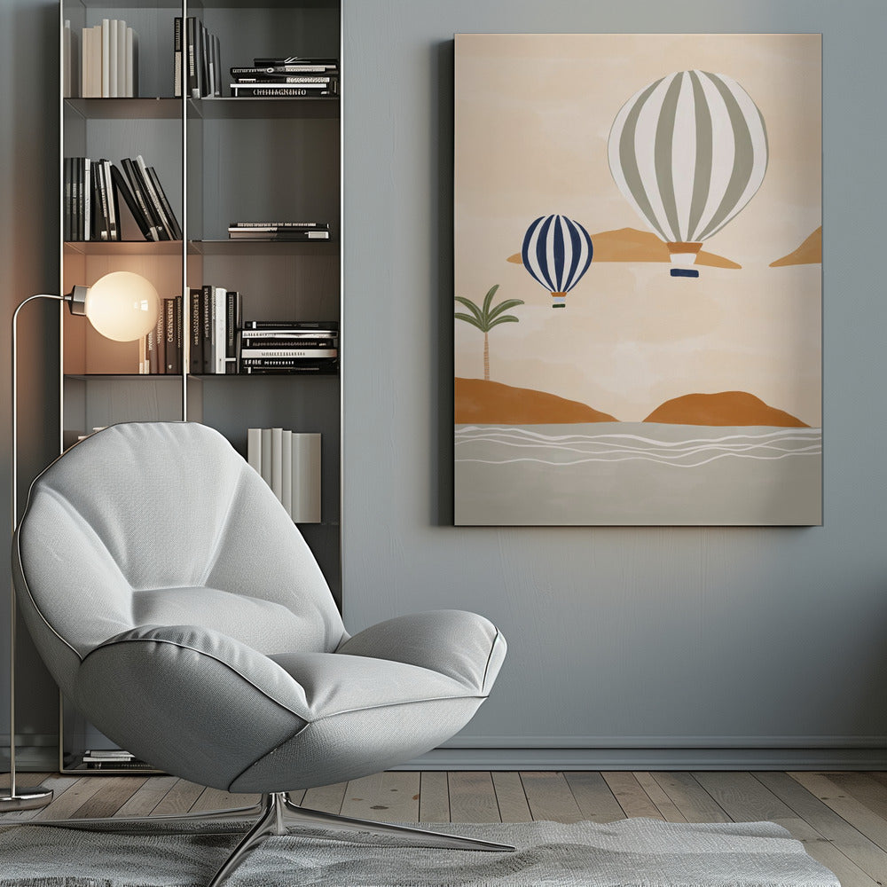 Airballoons In Dessert - Poster / Art Print