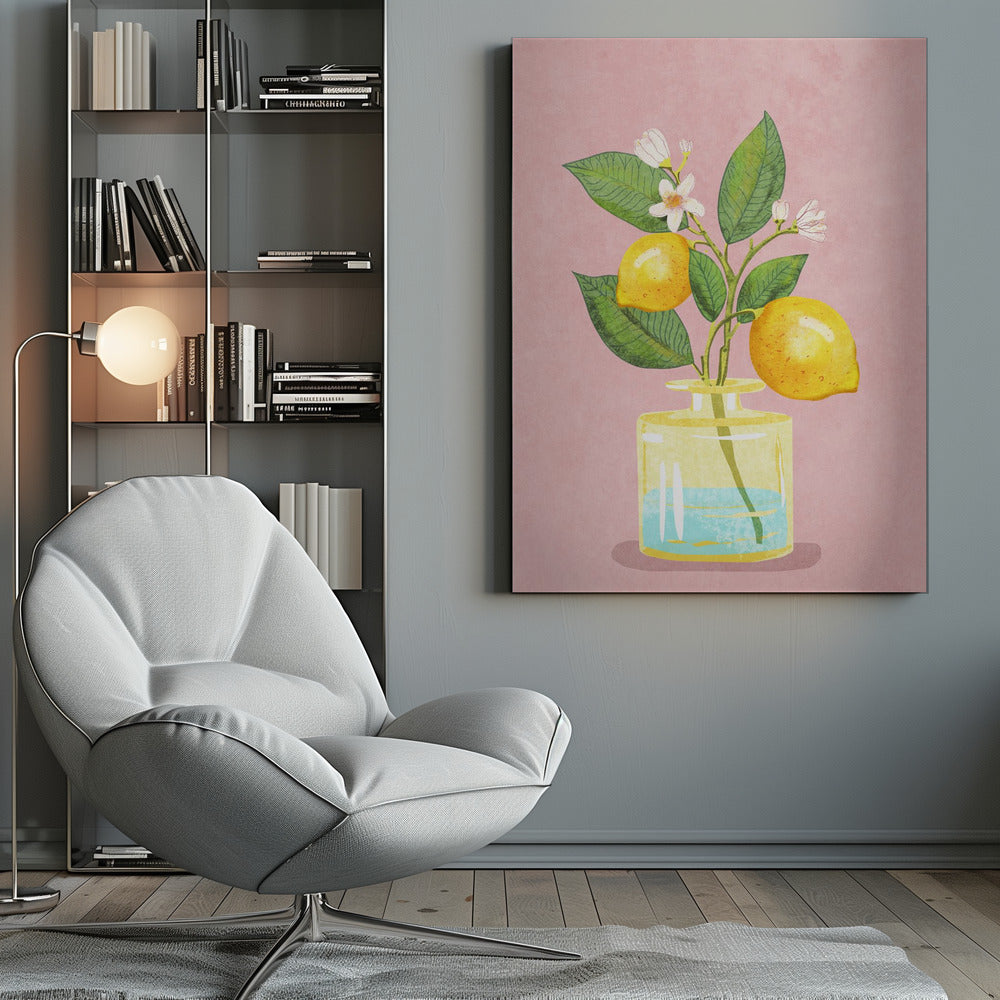 Lemon Bunch In Vase - Poster / Art Print