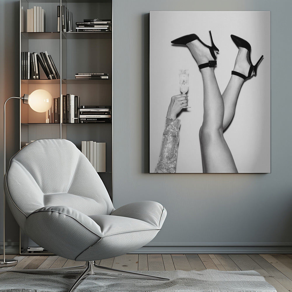 Champagne legs Black and White - Poster / Art Print