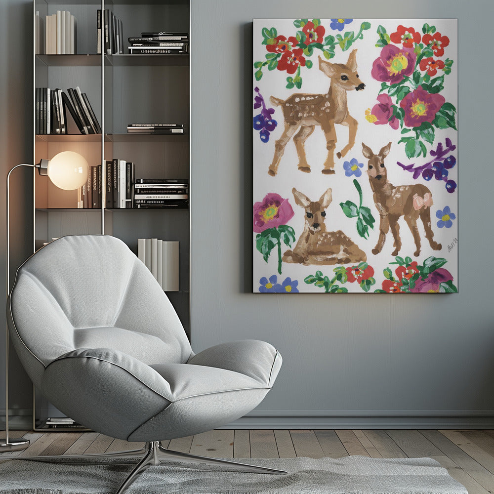 Winter Deer, rainbow - Poster / Art Print