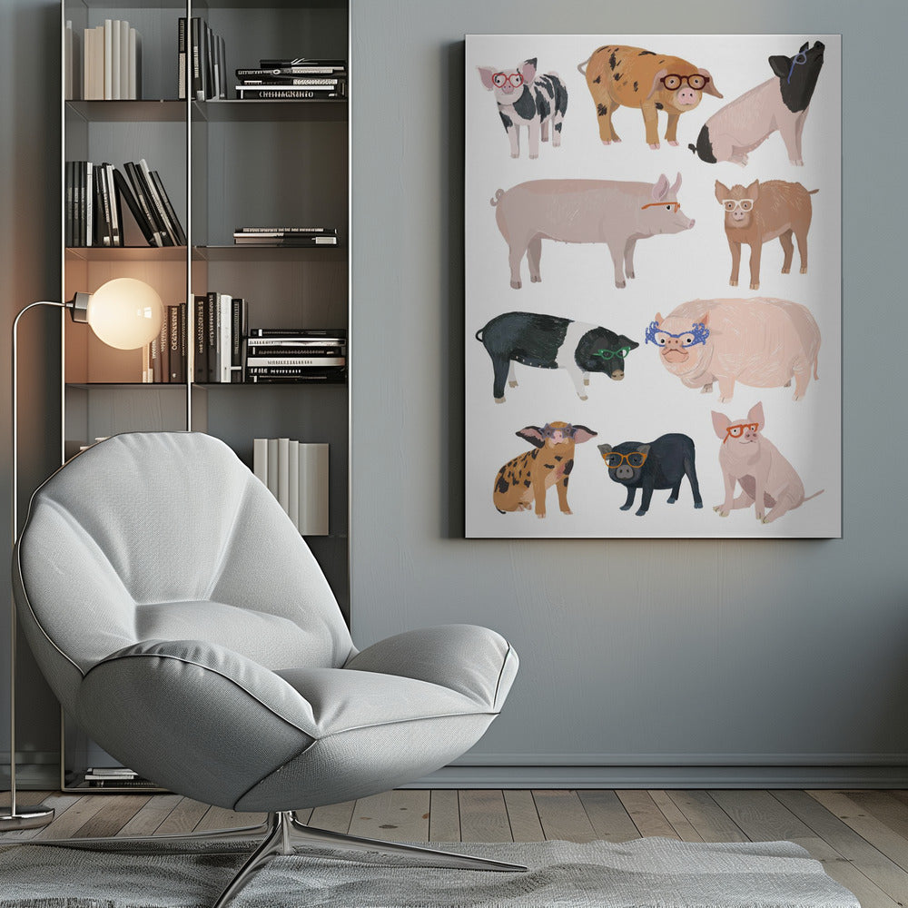 Pigs Glasses - Poster / Art Print