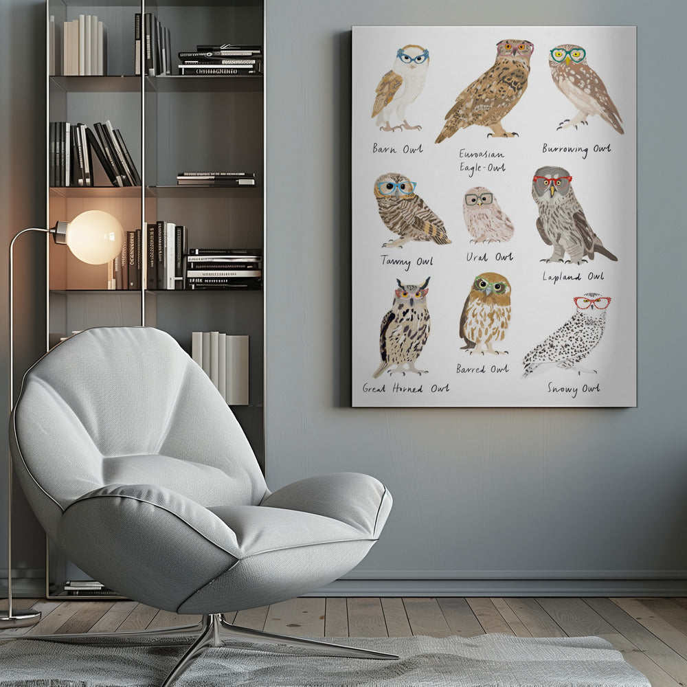 Owls In Glasses Print - Poster / Art Print