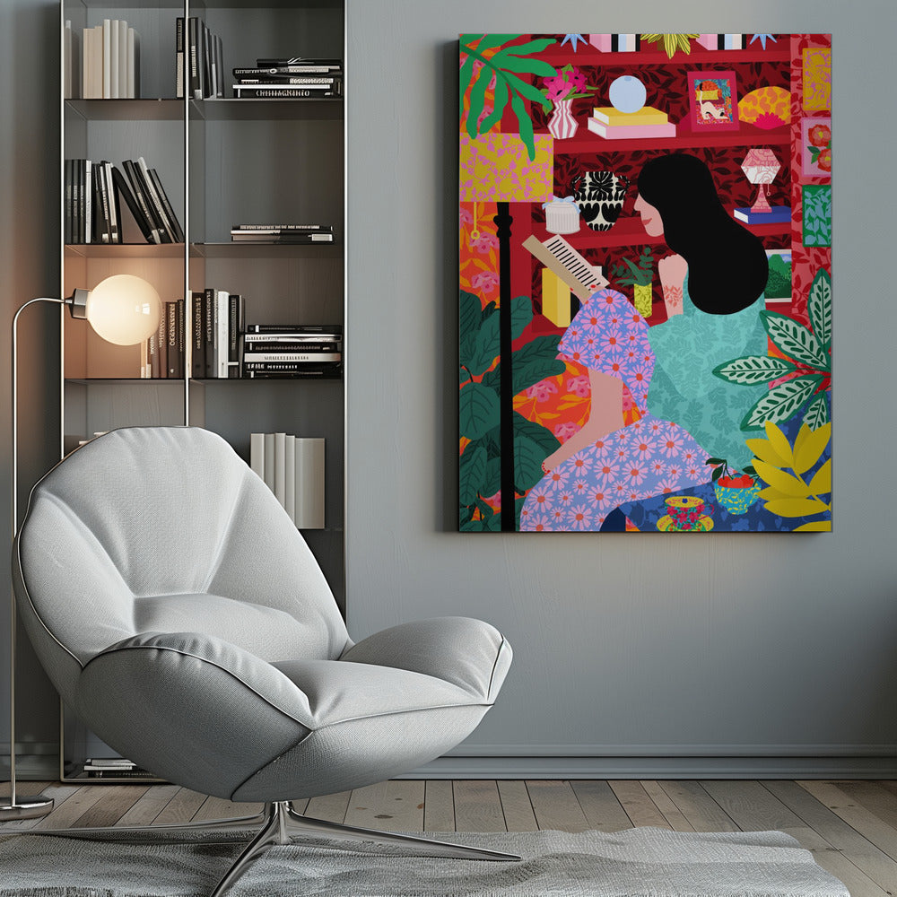 Girl Reading Her Favorite Book - Poster / Art Print