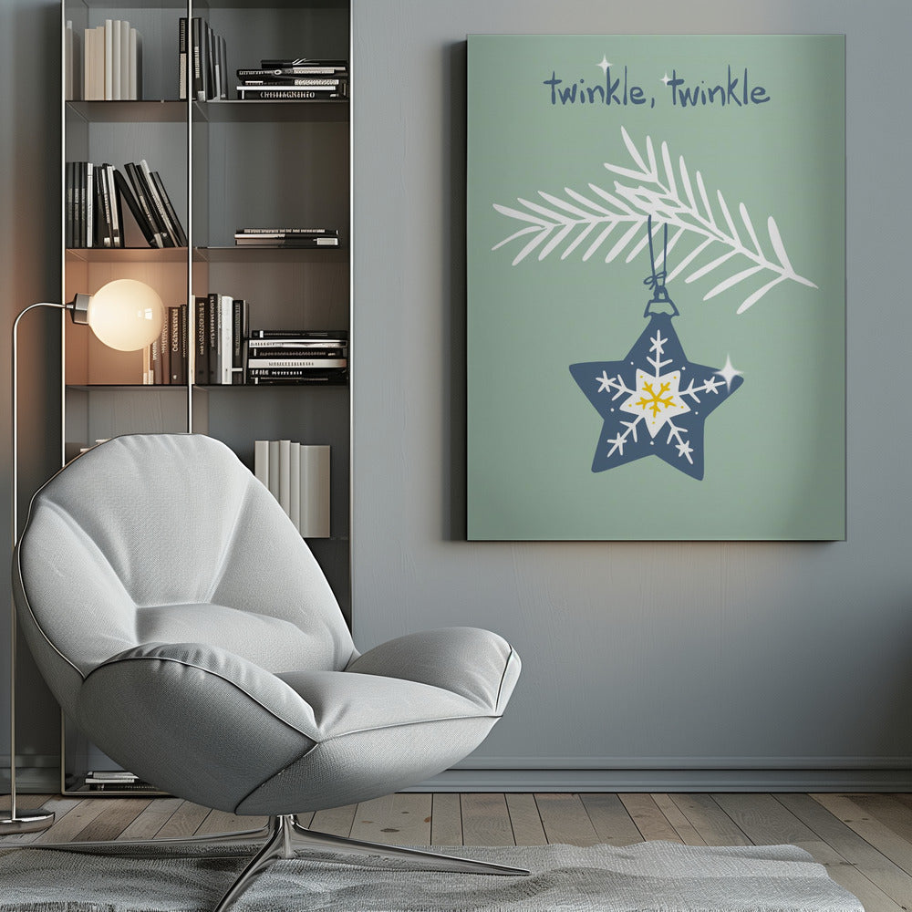 Cheerful twinkle Christmas star mint - Poster / Art Print