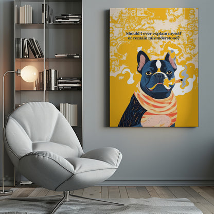 A minimalist art print or poster featuring the text 'Should I Over Explain Myself or Remain Misunderstood?' in a clean, legible font, likely set against a contrasting background. Print