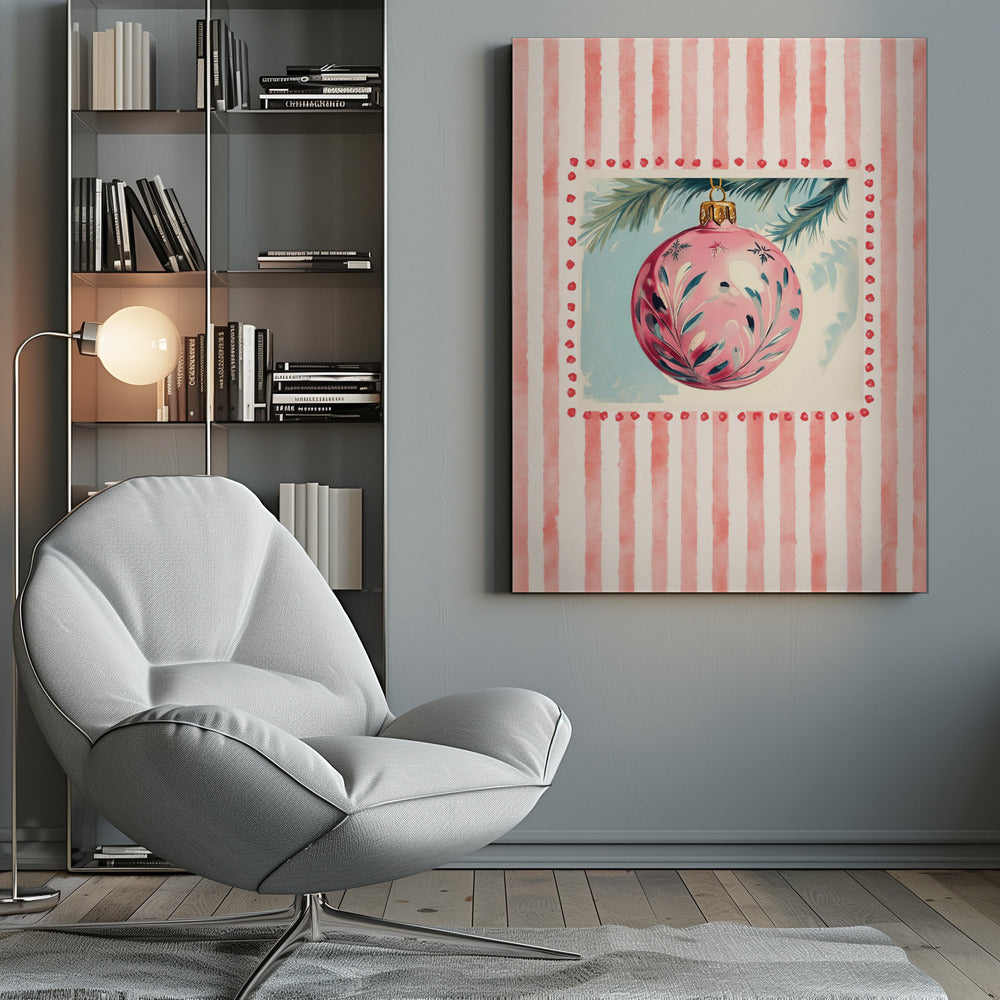 Pink Christmas Bauble - Poster / Art Print