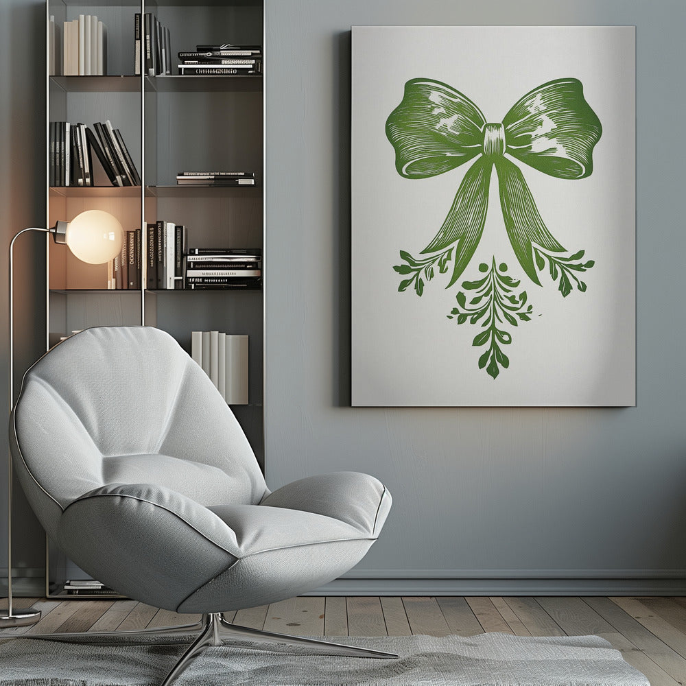 Christmas Bow Green - Poster / Art Print