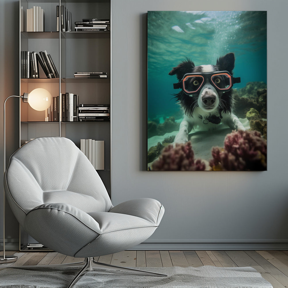 Border Collie Dive 3 - Poster / Art Print