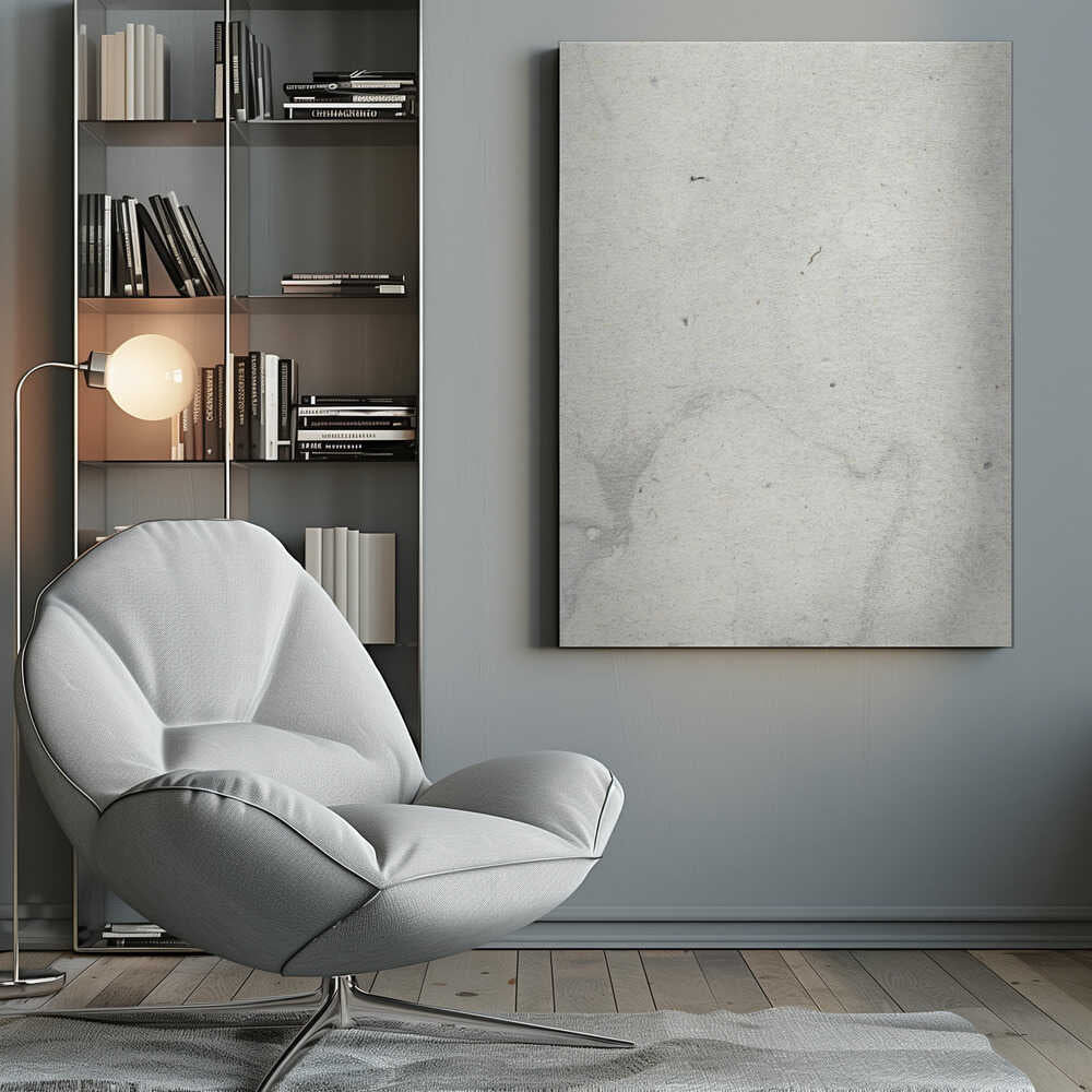 Minimalist art print of a light gray concrete texture, framed in black for a modern wall art look.