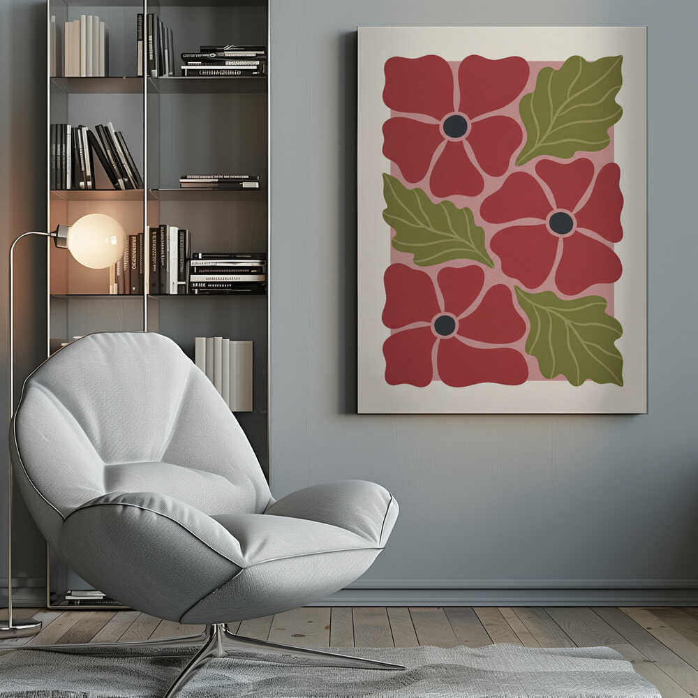 Stylized Red Flowers No 2 - Poster / Art Print